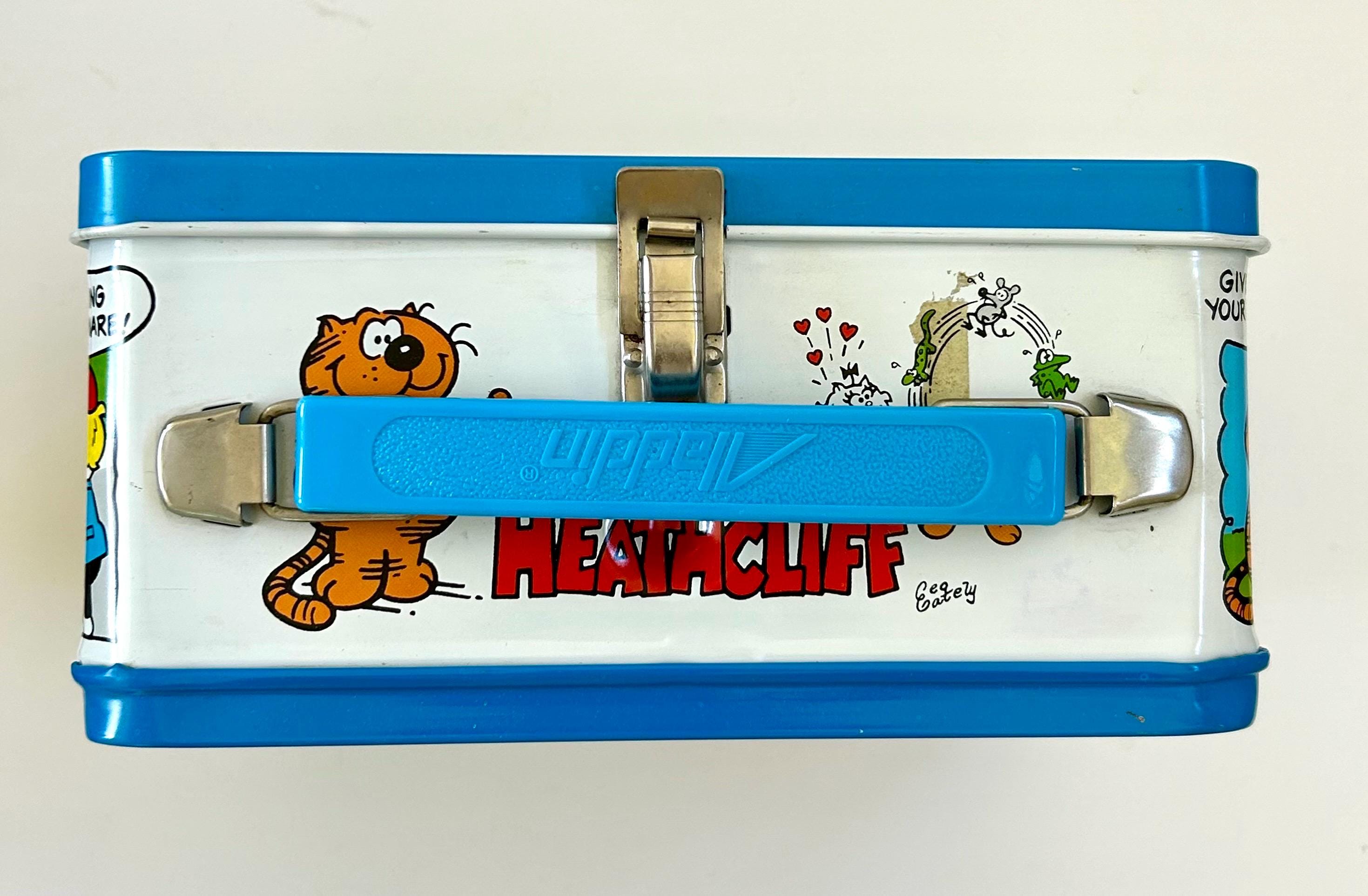 Vintage 1982 HEATHCLIFF Cartoon Metal Lunch Box With Matching