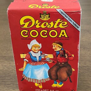 Vintage Droste Cocoa, Haarlem-Holland, 8.8 oz. Collectible Box (empty).