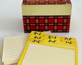 Vintage 1960s Plaid Recipe Box, Ohio Art Co. Metal Kitchen Storage