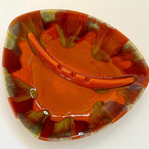 Vintage MCM DEFOREST of California Pottery Orange Glossy Glazed Ceramic Ashtray