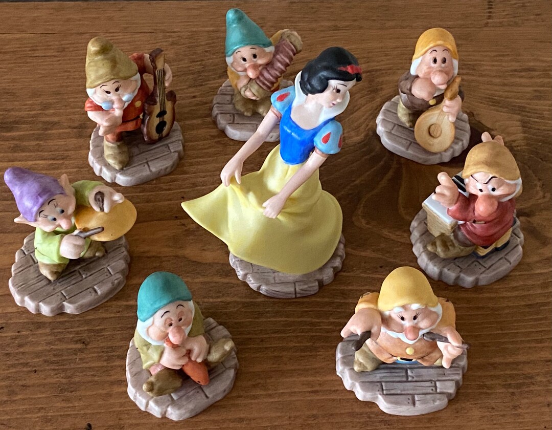 Vintage Snow White and the Seven Dwarfs Porcelain Figurines