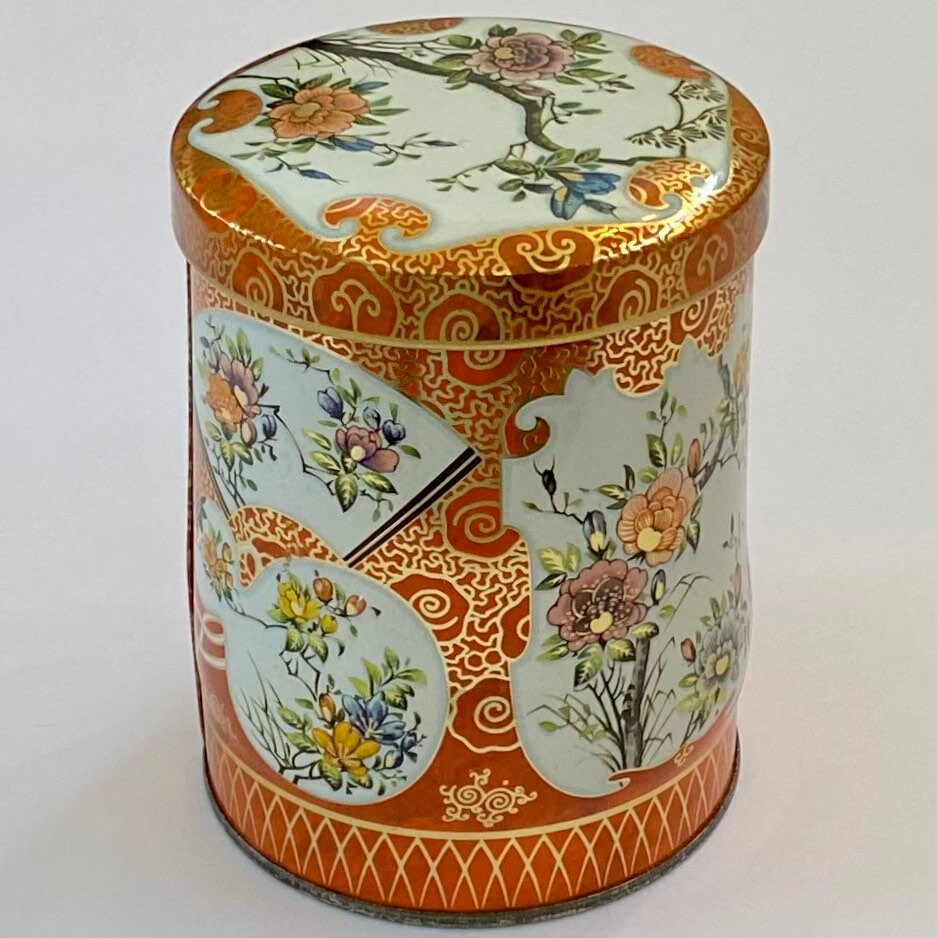 Antique Floral Tin Box Hinged Lid by Daher - Made in England 4”x3