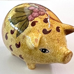 Vintage Ceramic Piggy Coin Bank with Fruit Design