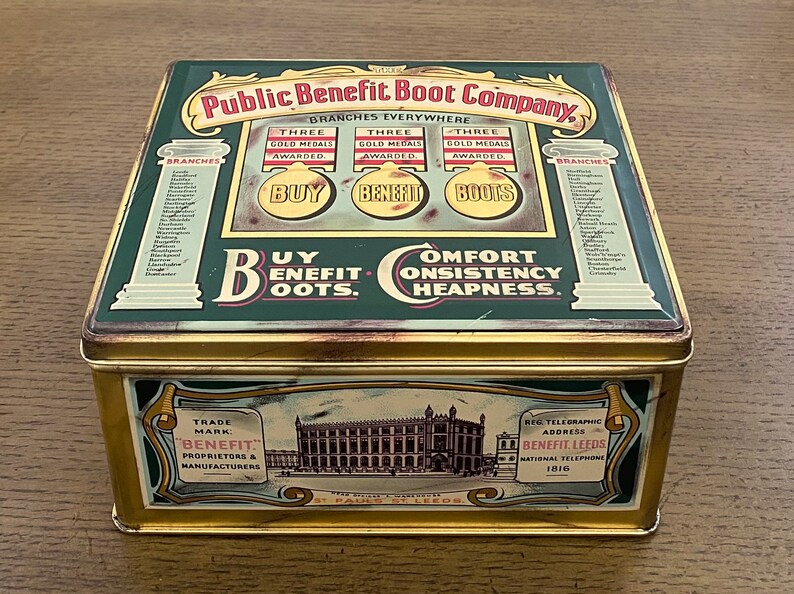 Vintage the Public Benefit Boot Company Tin With All Around Etsy