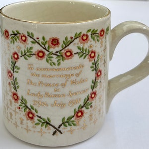Vintage Lady Diana and Prince of Wales Mug Commemorating Marriage by Boncath