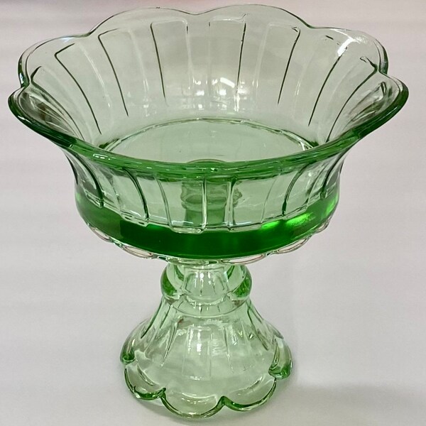 Green Glass Compote Etsy