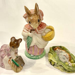 Selection of Vintage Royal Albert Porcelain Figurines Based on the Artwork of Beatrix Potter Made in England