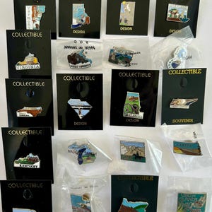 Selection of Vintage MAFCO State Shaped Enamel Lapel Pins