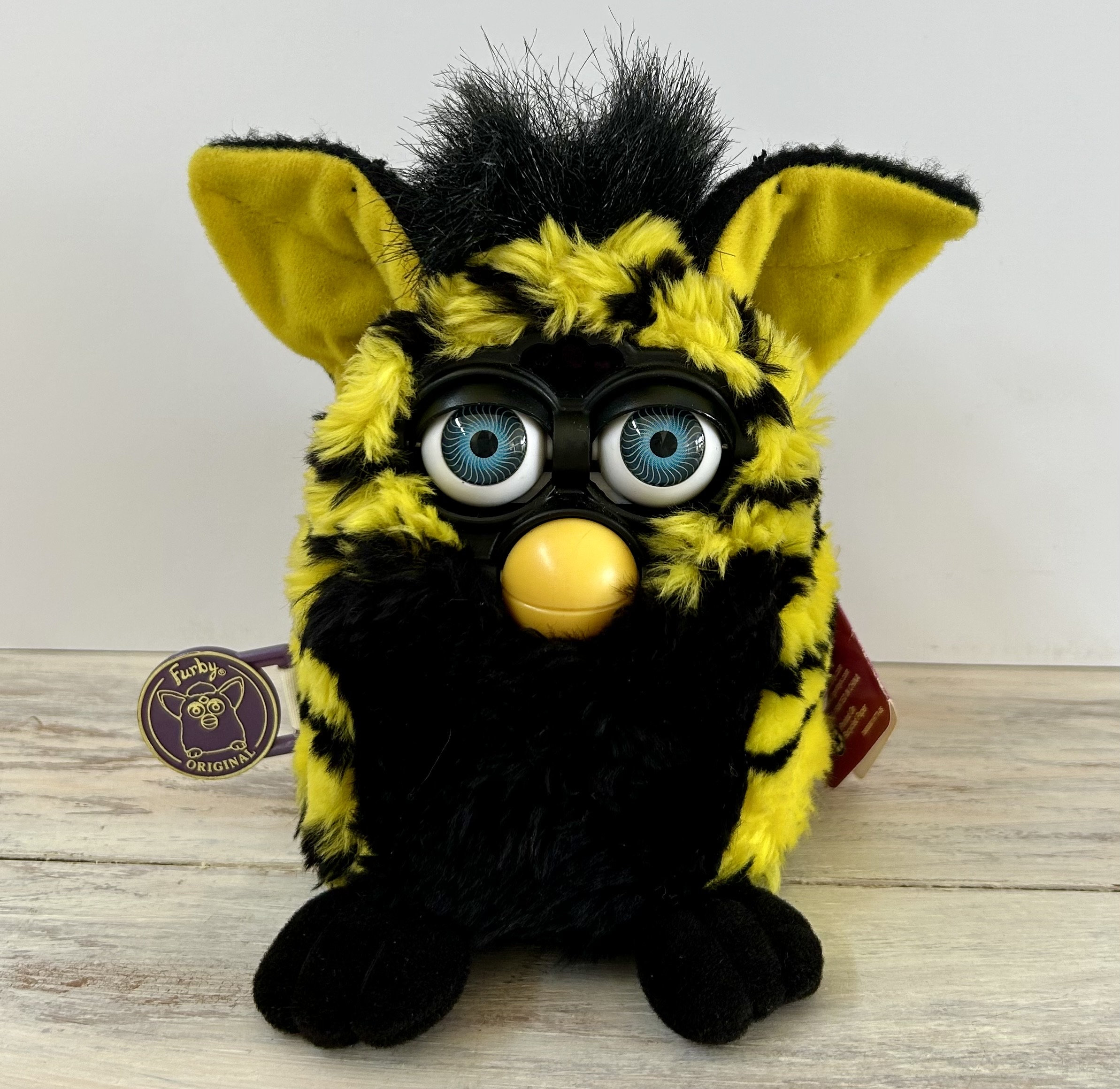 Vintage 1999 Furby Auto Racing Black and White Checker Board