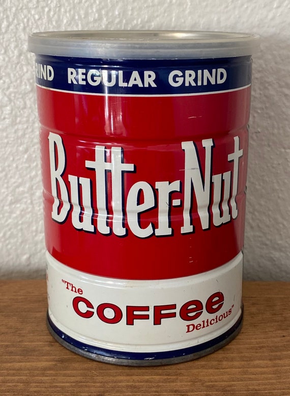 Vintage Butternut Coffee Tin With Plastic Lid 5 1/2 H 4 Etsy
