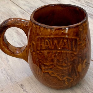 Vintage 1978 Made in Hawaii Brown Ceramic Mug