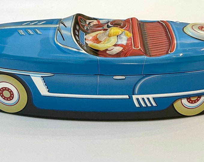 Vintage Sleek Blue Sports Car Storage Tin - Etsy