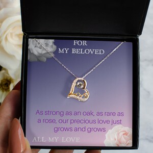 Pour mon collier bien-aimé, carte de bijoux de poème romantique, pendentif de cœur précieux, cadeau pour femme, cadeau pour petite amie, cadeau d’amour pour fiancée
