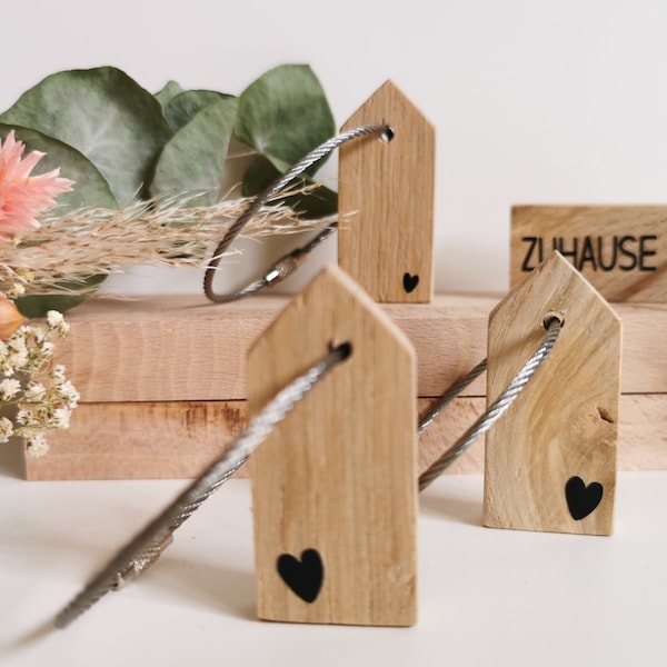 Schlüsselanhänger, personalisiert, Holz, Geschenk zum Einzug, beste Freundin, Freund, Haus, Häuschenliebe