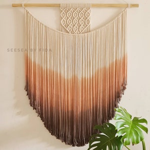 Large Ombre Macrame wall hanging, dip dyed macrame, boho tapestry, bohemian, brown ombre macrame