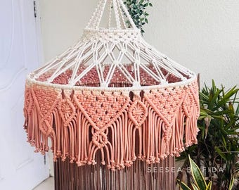 Brown Lampshade | Boho Pendant Light | Home lighting | Nursery decor | Hanging Lights | Ceiling lights | Macrame lighting