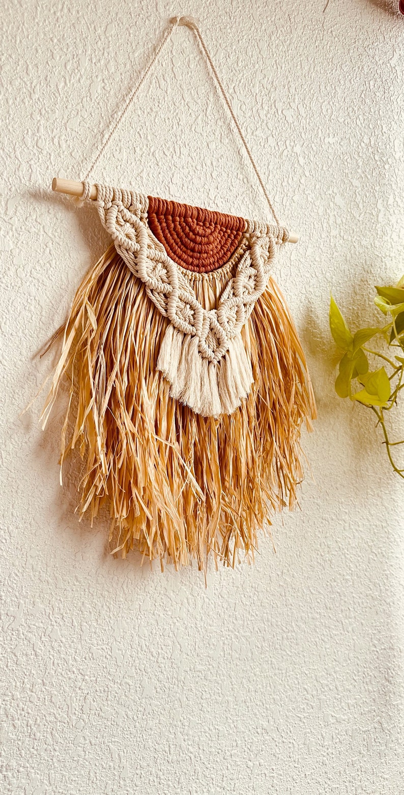 Raffia Wall Hanging, Macrame Raffia Wall Decor, Bohemian, Handmade ...