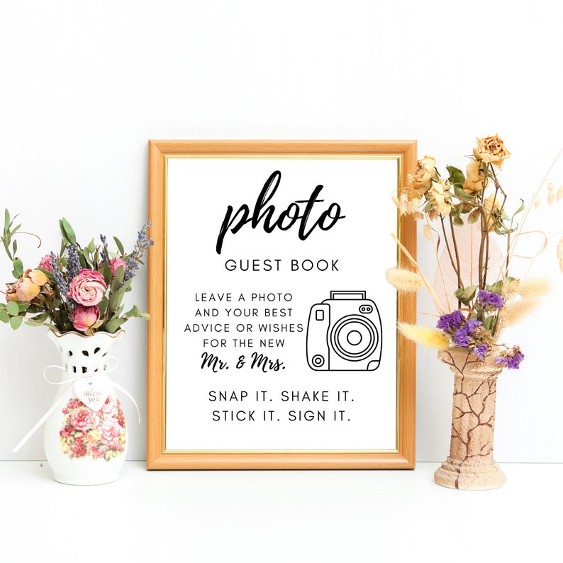 Polaroid Guest Book Sign SVG Wedding Signs Guest Book Etsy