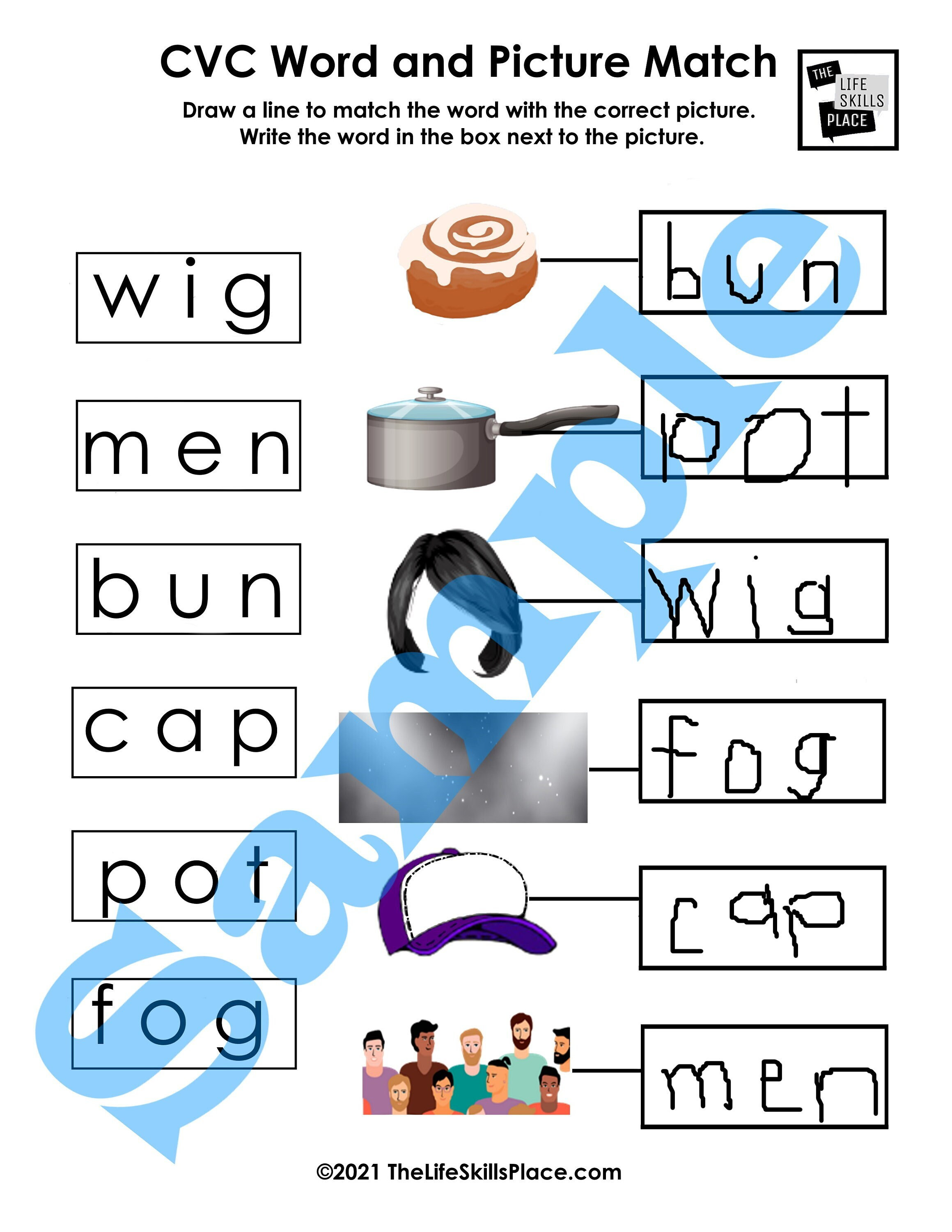 cvc words phonics worksheets printable preschool sight etsy