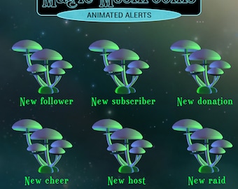 Magic Mushrooms Animated Stream Alerts, Halloween, Gothic, Witchcraft Twitch Alerts