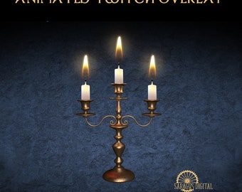 Animated Bronze Candelabrum Twitch Overlay, Candle VTuber Asset, Dark Academia Stream Decor