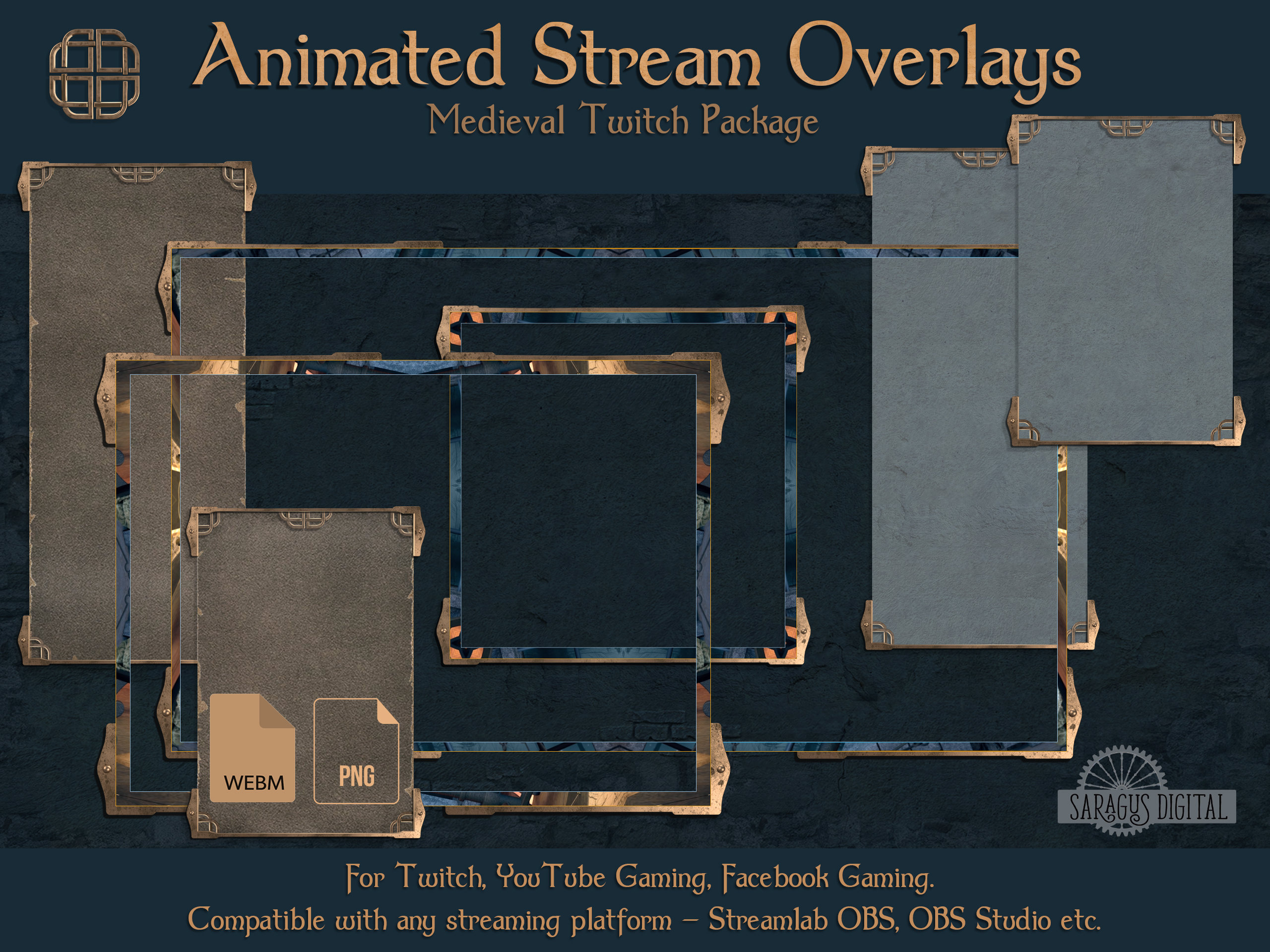 Medieval Animated Twitch Overlay Pack Webcam Borders Chats - Etsy Finland
