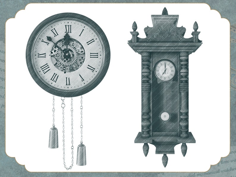 Retro Clock Brushes for and Procreate, Stamp, ABR, Victorian, Steampunk, Antique Watch