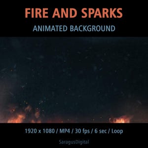 Animiertes Hintergrund Feuer, Twitch Stream Objekt für Streamer und VTubers, Minimalistisch, Dunkel, Nahtloser Loop, Flamme, Feuer Funken und Rauch, MP4