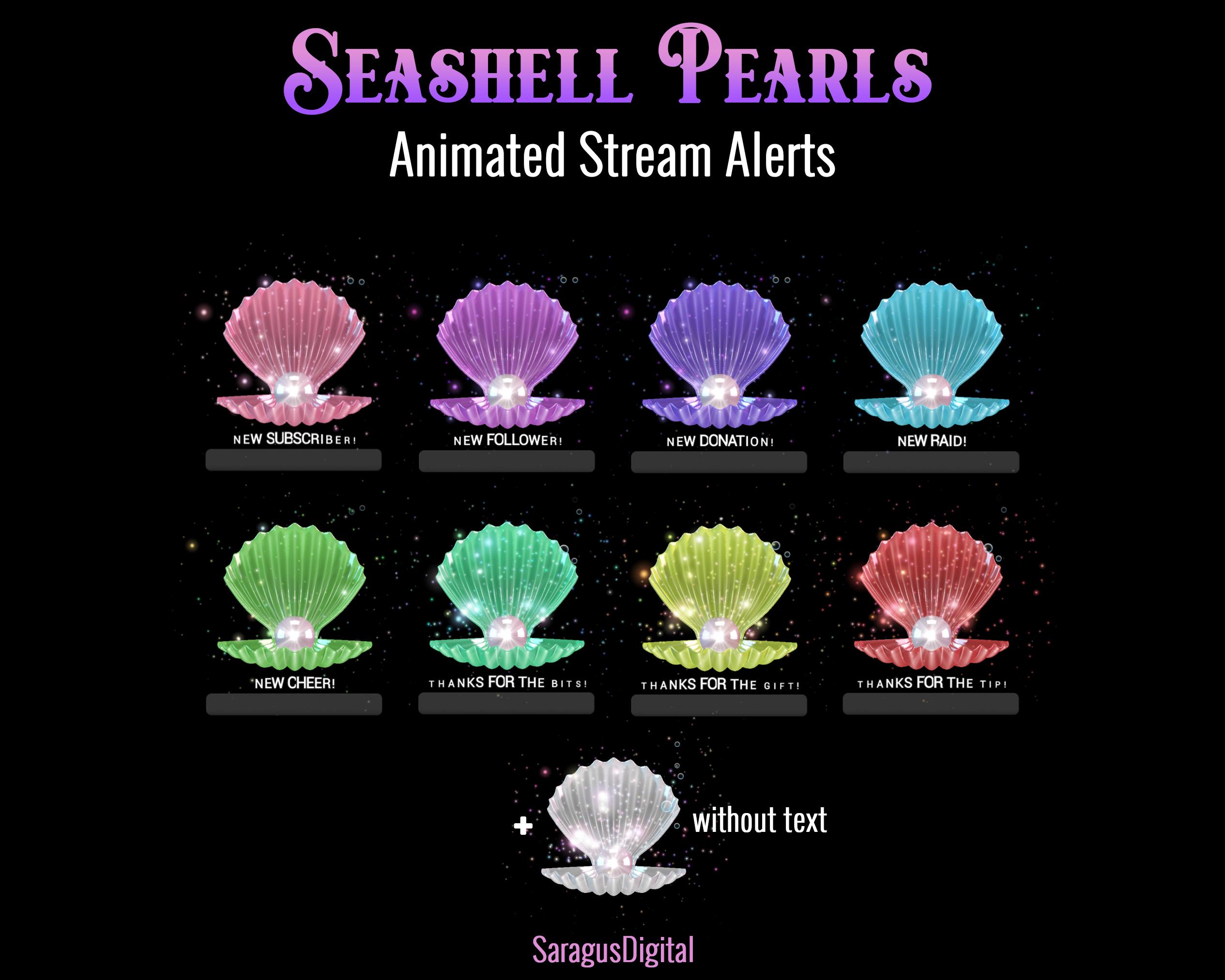 Seashell Pearls Animated Twitch Alerts: Ocean and Mermaid Themes Stream ...