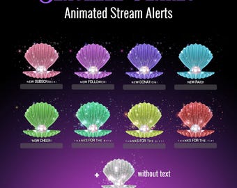 Seashell Pearls Animated Twitch Alerts: Ocean and Mermaid Themes Stream Overlays for Streamers and VTubers