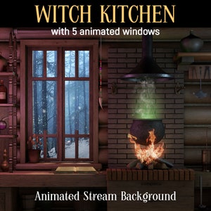 Animated Vtuber Background, Cozy Witch Kitchen, Twitch overlay for Dark  Fantasy Wizards, Magic Streamer Room