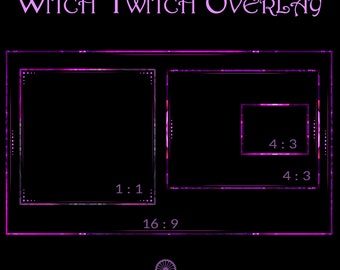 Animated Witch Twitch Overlay with Minimalist Webcam and Gameplay Borders for Streamers and VTubers