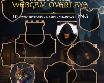 Medieval Webcam Overlays, Twitch Camera Border Pack, Fantasy Games Stream Overlays, Heraldic Facecam Frames