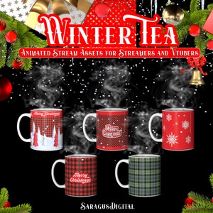 Christmas Mug Vtuber Asset, Winter Twitch Overlay, Animated Coffee Cup, Xmas Stream Decoration, Streamer Christmas Assets and Props