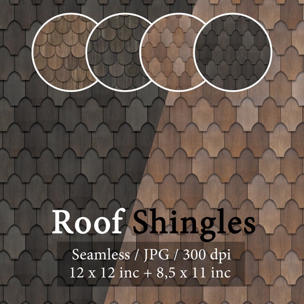 Dollhouse roofing, cottagecore miniature roof tiles, wood cedar shingle 1/12, printable digital paper for dolls house, diorama, roombox