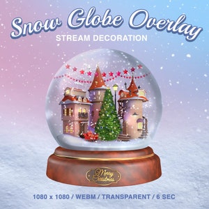 Animated Snow Globe Stream Decoration, Cozy Christmas Twitch Overlay, Streamer and VTuber Asset, WEBM, OBS, Streamlabs