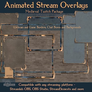 Medieval Twitch Overlay Pack – Animated & Static Borders, Stream Assets, Fantasy Celtic Webcam, Chat, Backgrounds for VTubers and Streamers