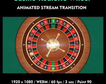 Casino Roulette Stinger Transition, Animated Stream Transition, Twitch Overlay, OBS, YouTube, for Streamers Vtubers