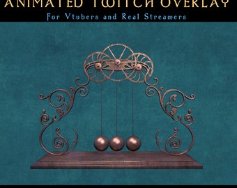 Steampunk Stream Decor, Fantasy Twitch Overlay, Vtuber Asset, Dark Academia, Victorian, Animated Mechanical Model