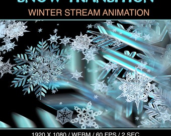 Snowy Twitch Transition, Winter Stream Transition, Christmas Stinger Transition Stream Scene Change, Sparkling Blue Snowflakes