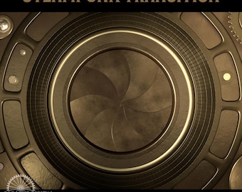 Steampunk Stinger Transition, Gold Metal Twitch Transition Camera Lens Shutter with Click Sound, Animated Stream Overlay, webm, MOV, OBS, AE