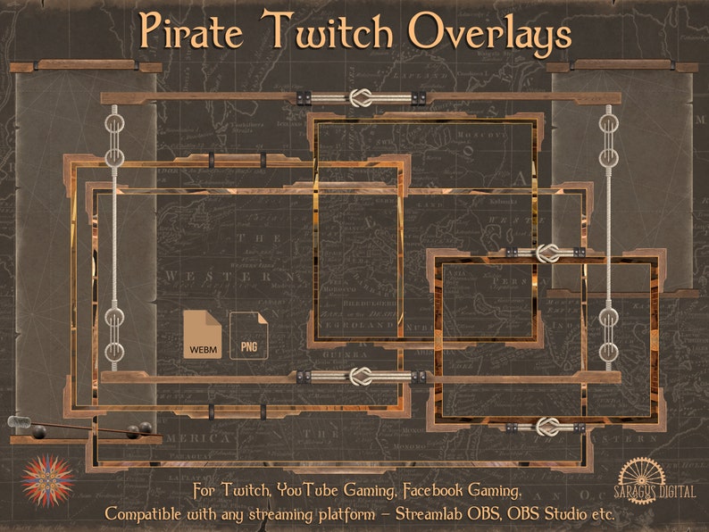 Pirate Twitch Overlay Stream Sea Fantasy and Adventures Etsy UK