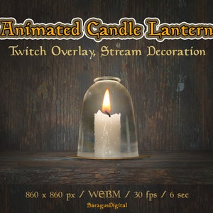 Teelicht, Twitch Overlay, animierte CottageCore Dekoration, Teelicht, grüne Hexe, Fairy garden