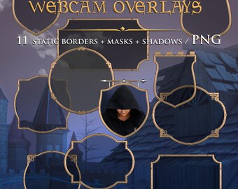 Medieval Twitch Overlays, Facecam Border Pack, Fantasy Game Stream Overlays, Webcam Heraldic Frames