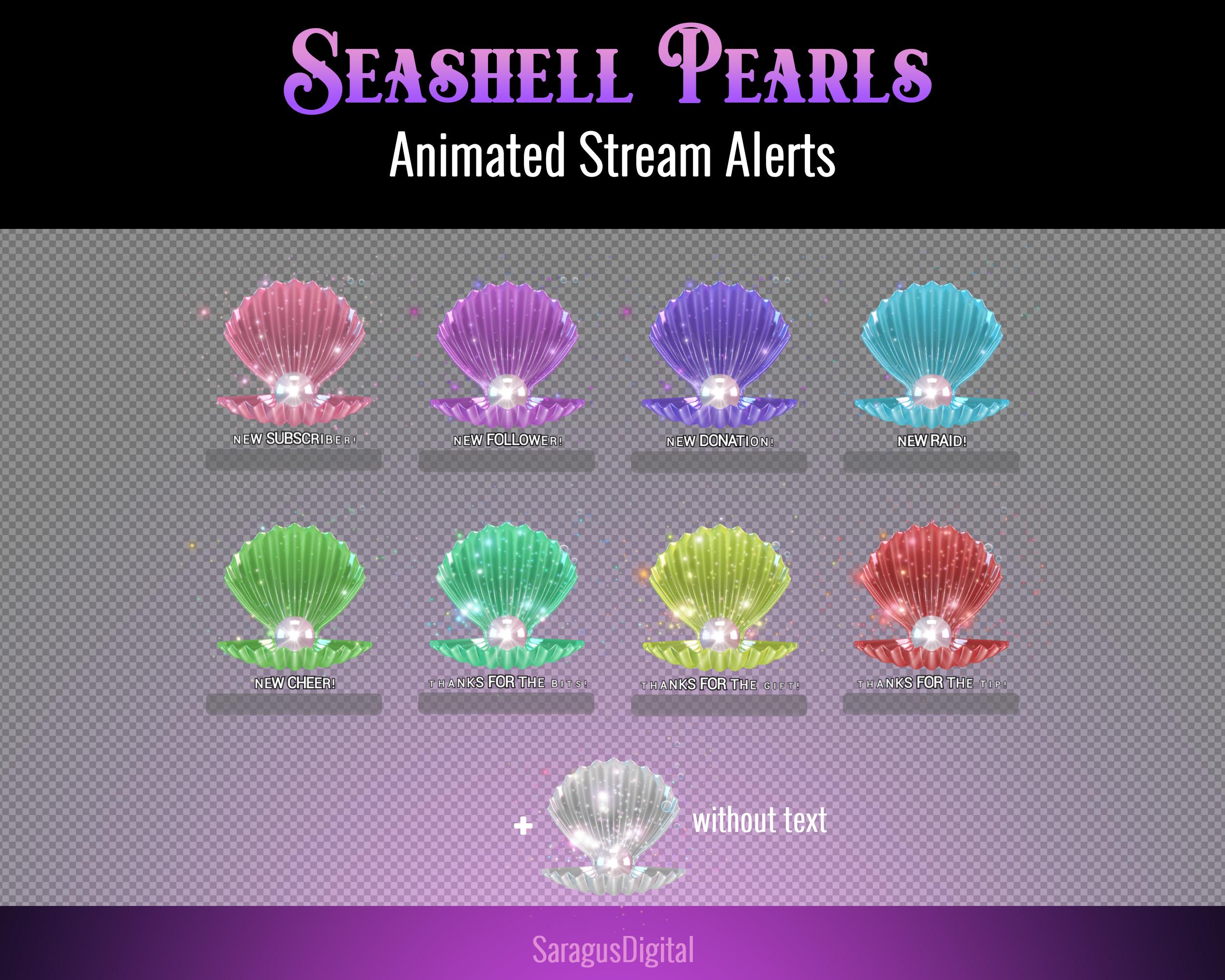 Seashell Pearls Animated Twitch Alerts: Ocean and Mermaid Themes Stream ...