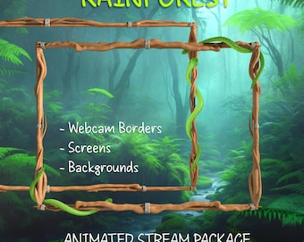 Snakes Forest Stream Overlays, Animated Twitch Screens, Borders and Backgrounds, Rainforest, Fantasy, Witchcraft