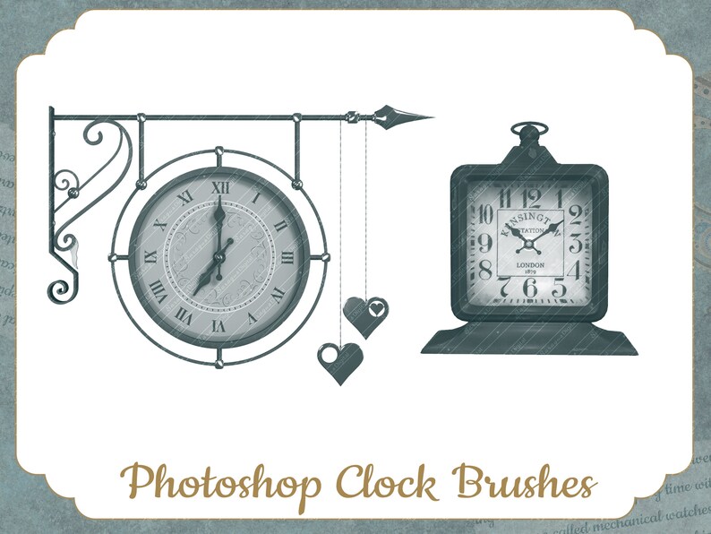Retro Clock Brushes for and Procreate, Stamp, ABR, Victorian, Steampunk, Antique Watch