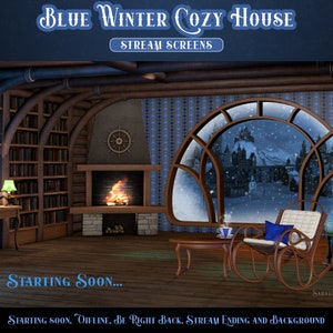 Gezellige winterachtergrond en geanimeerde streamschermen, twitch-overlays voor streamers en Vtubers, kerstdorp, elegante Cottagecore
