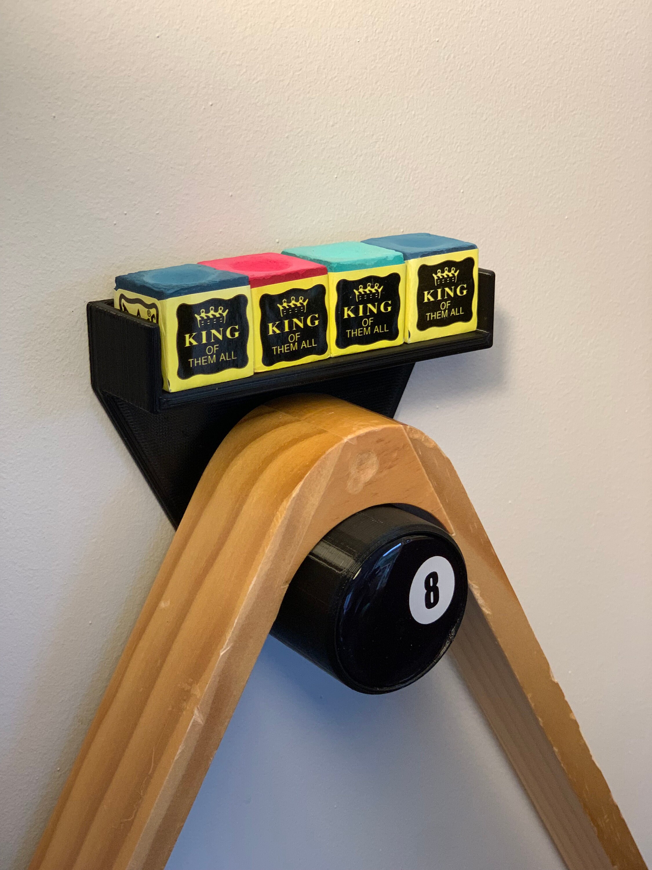 Support Mural Pour Craie Et Triangle De Billard - Organisateur Snooker, Design 8-boules, Impression 3D Ou Bois