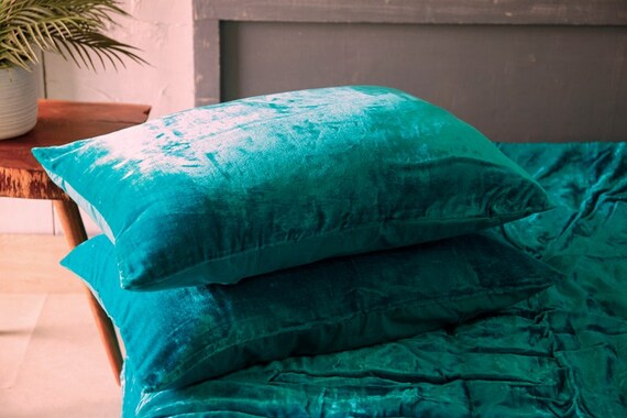 3 Pc Set Dark Turquoise Velvet Duvet 